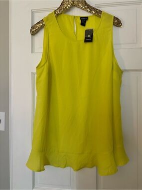 Torrid Sleeveless Ruffle-Hem Top Chartreuse Green Yellow Size 1 New!